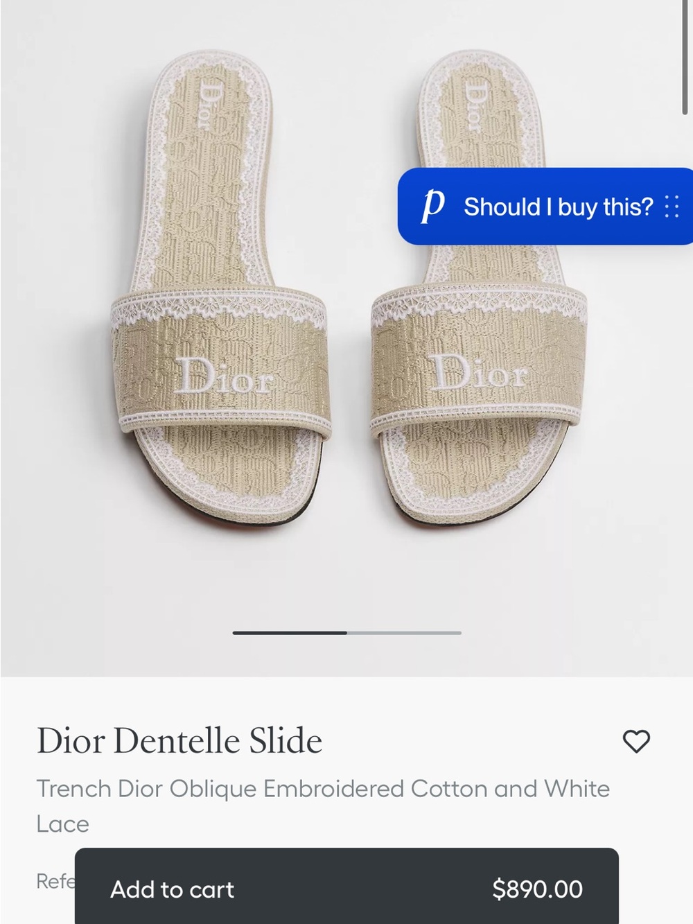 Dior Trench Oblique Lace-Trim Slide Sandals in Beige and White work once